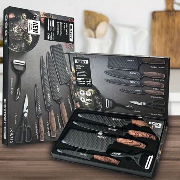 Professional 6 Piece Kitchen Knife Gift Box Set High Carbon Stainless Steel New - Picture 1 of 6